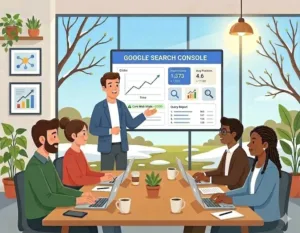 A business leader teaches his staff about Google Search Console